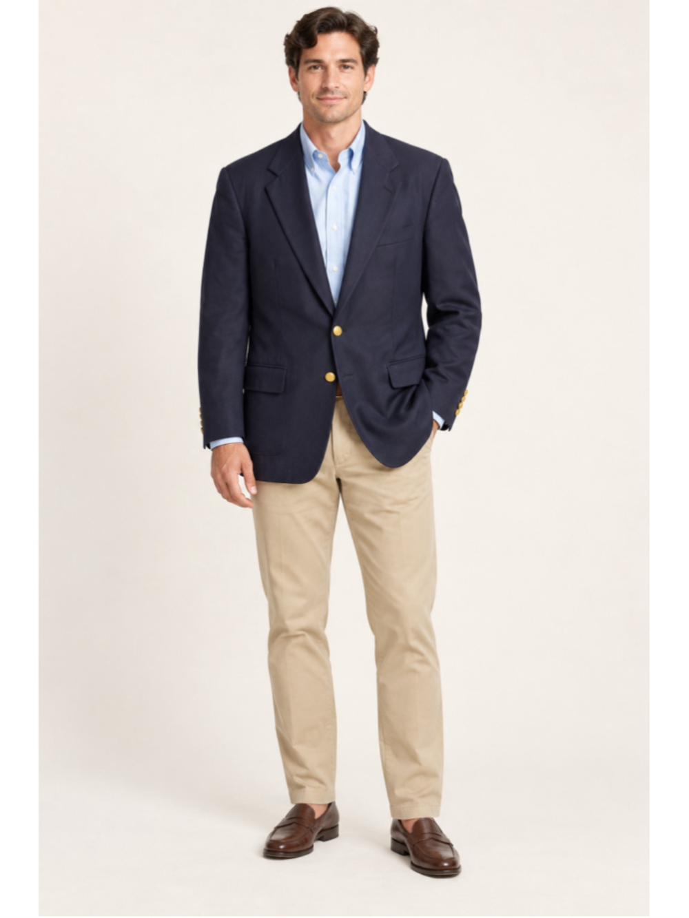 Vintage Chaps Ralph Lauren Navy Wool Blazer – Men’s Gold Crest Button Sport Coat